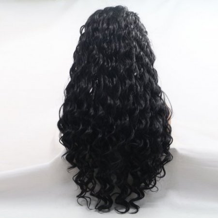 Curly black front lace wig