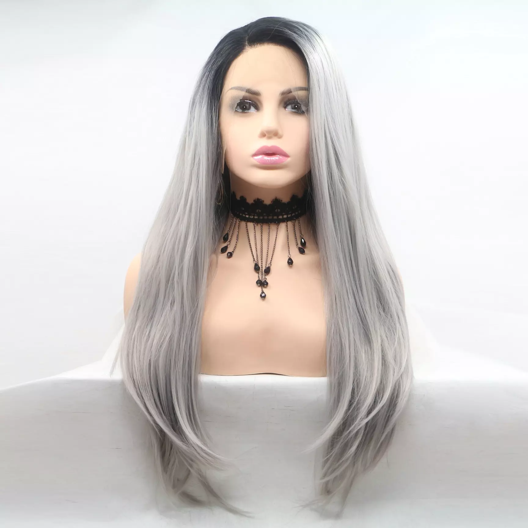 Grey Silky Straight Lace Front Wig