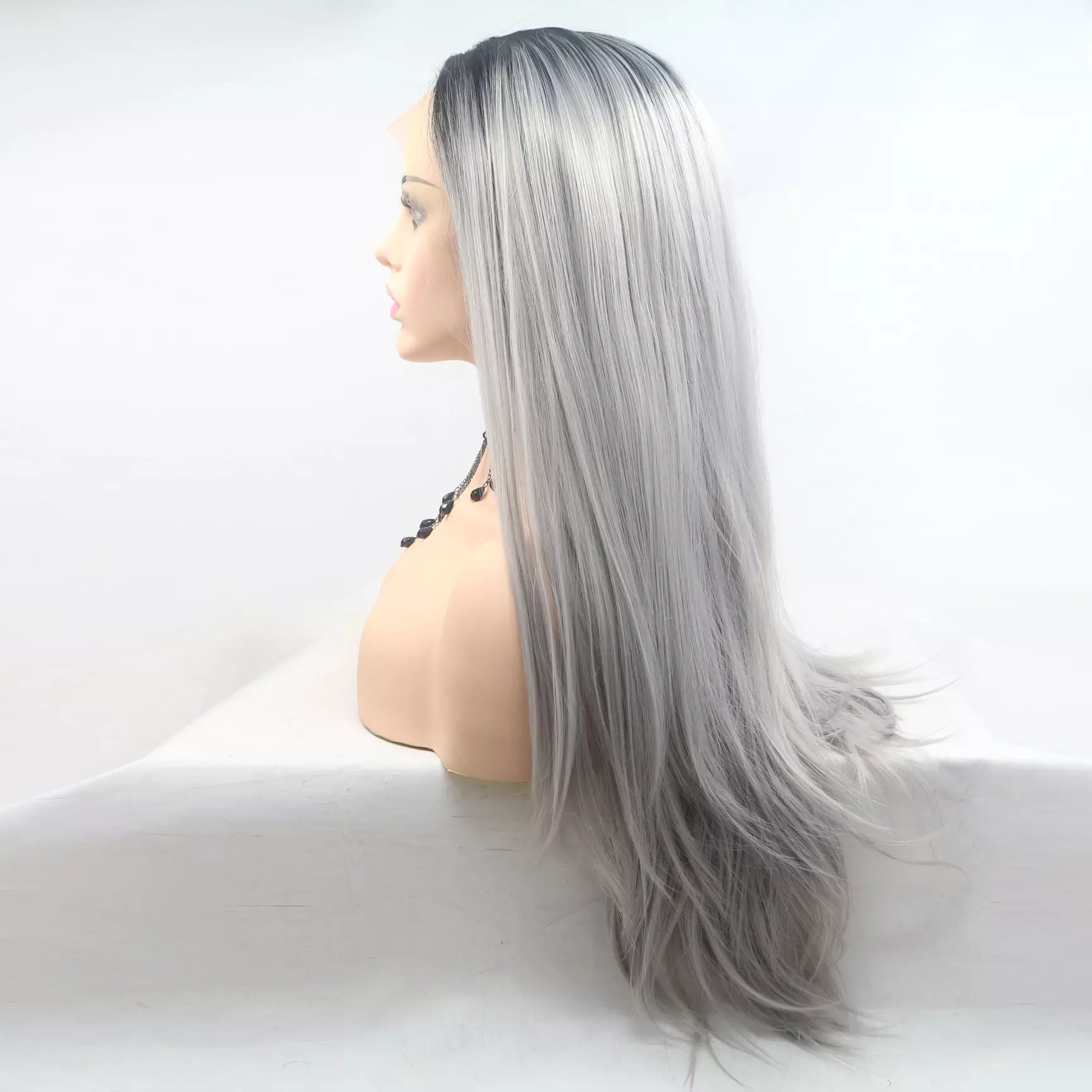 Grey Silky Straight Lace Front Wig