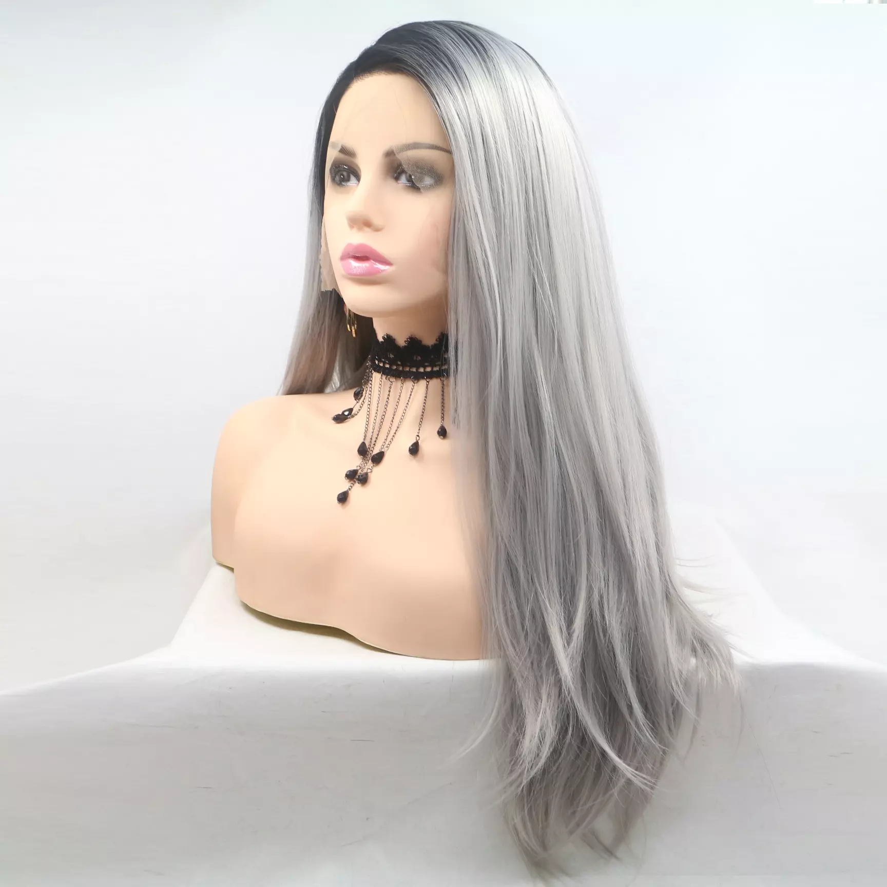 Grey Silky Straight Lace Front Wig