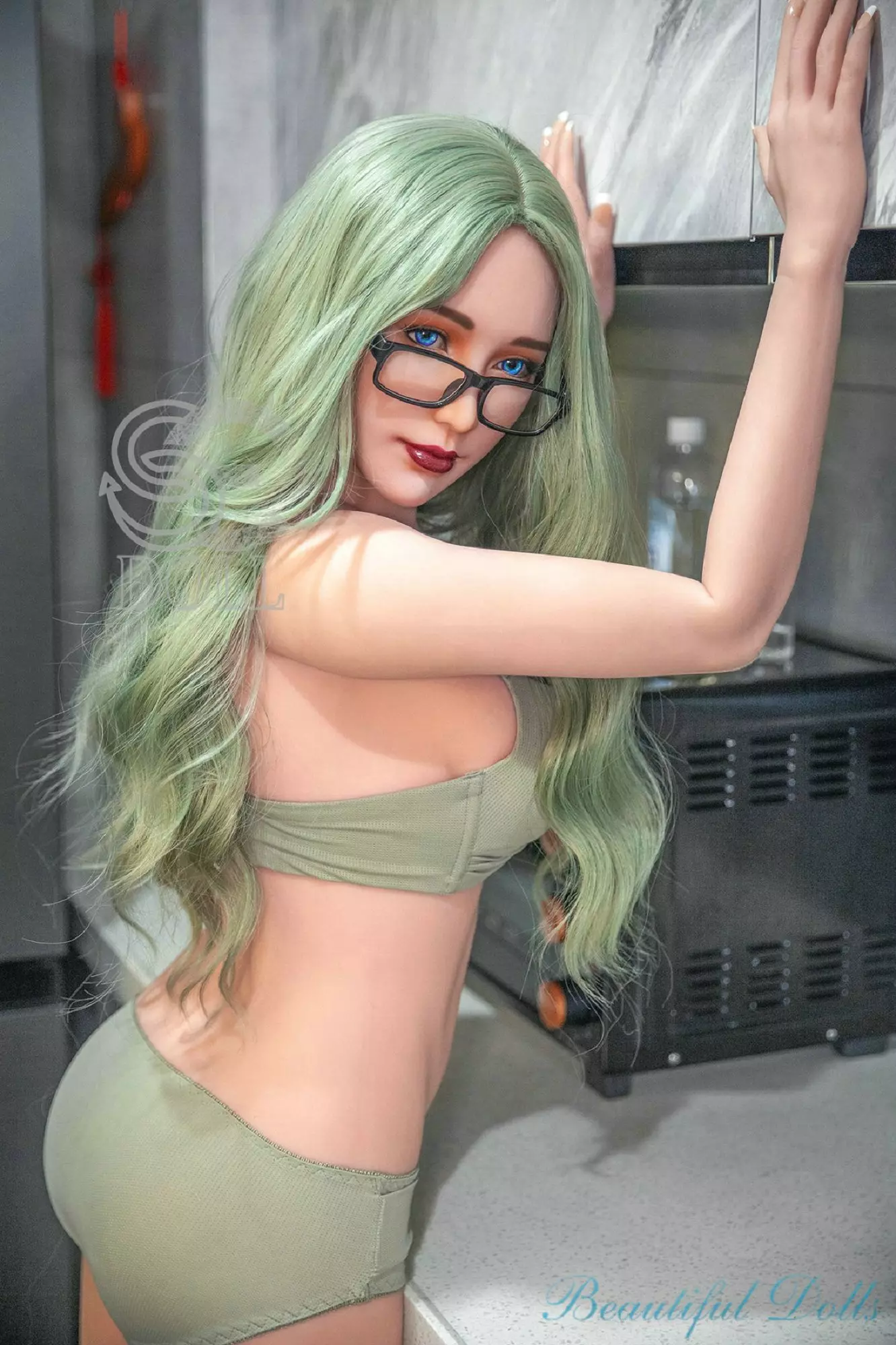 163cm sexy Japanese sex doll Pythia in green suit