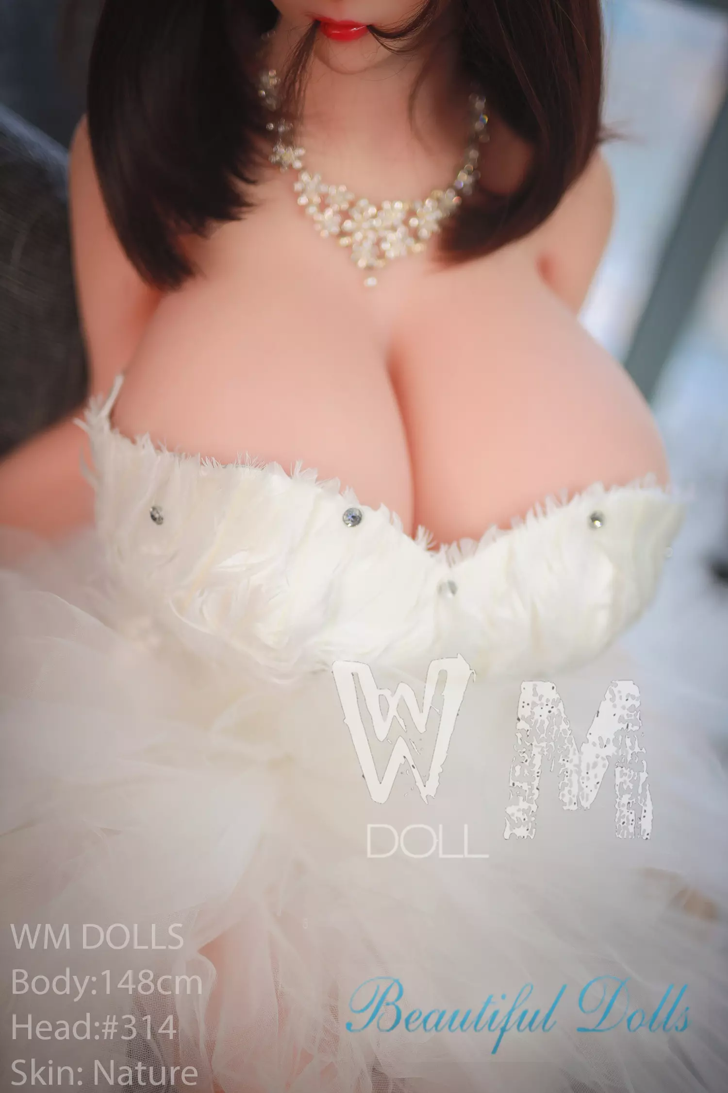 WM 148CM cute japanese girl Alina in white dress