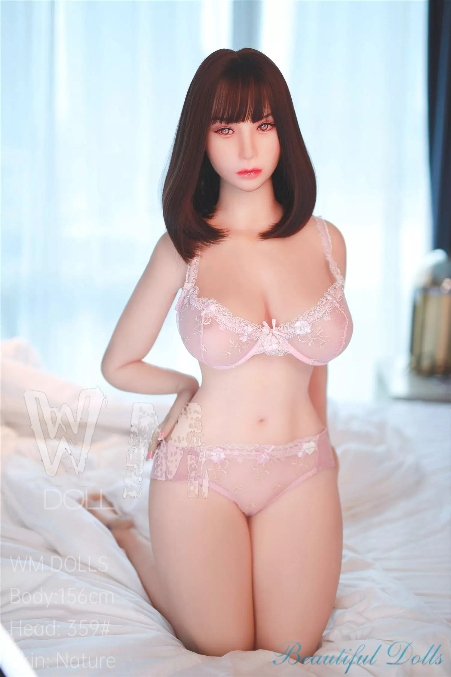 WM156cm TPE love doll Nicole in white lingerie